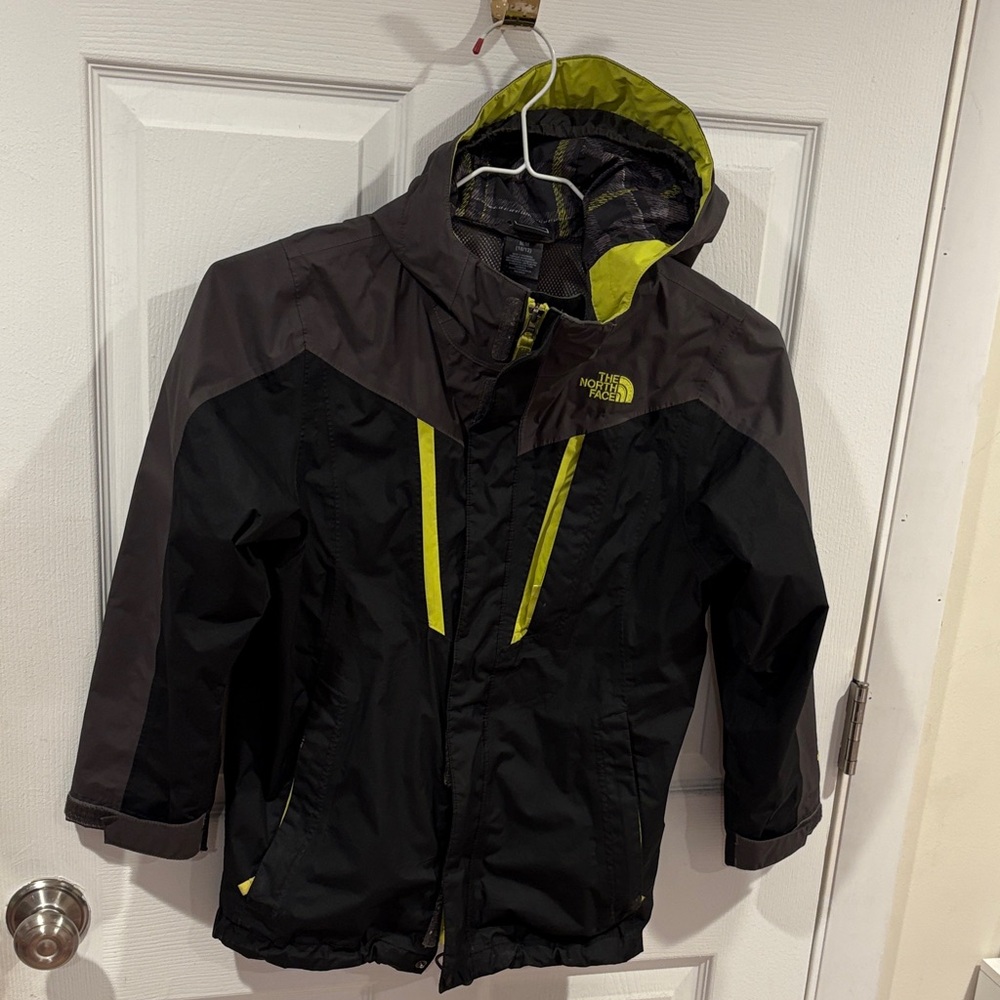 The North Face Kids' Black and Lime Raincoat